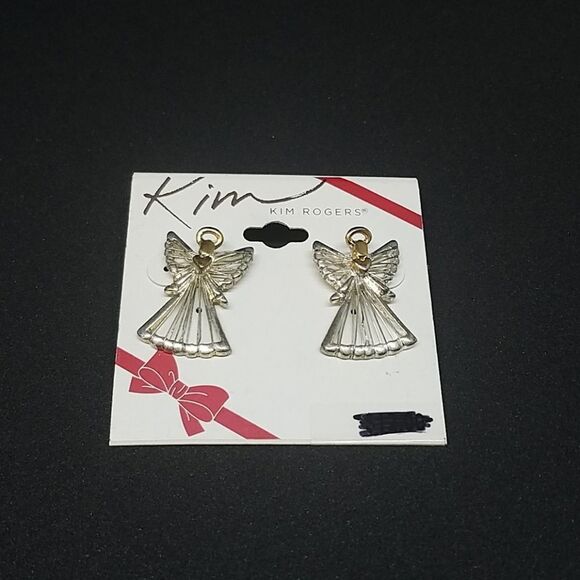 NWT Kim Rogers Silver & Gold Angel Earrings - Picture 1 of 2